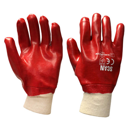 Glove PVC Red M/Duty 27cm K Cuff