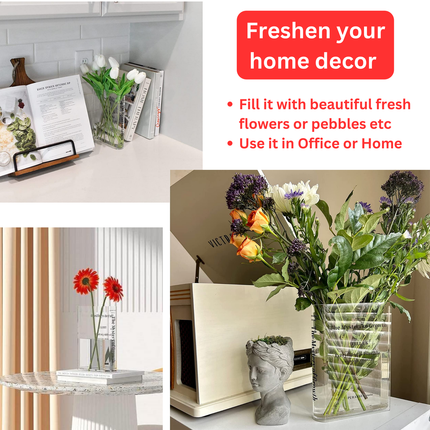 Acrylic Book Vase, Flower Vase, Home Decor, Book Shelf Decor, Clear Vase