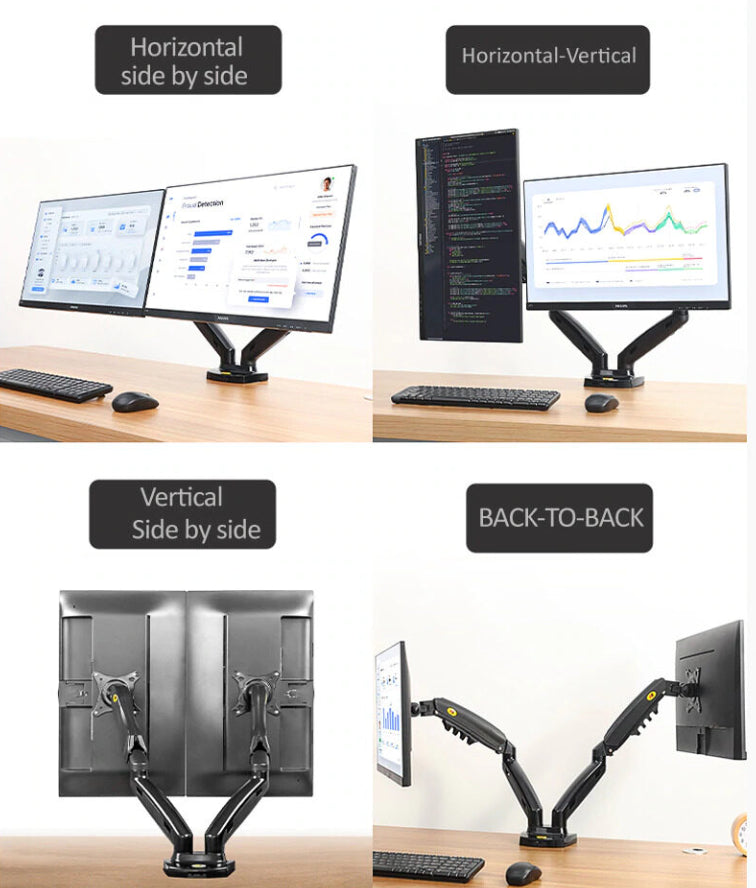 North Bayou | NB Ergonomics | Desktop Mount for 2 Screens [F160]