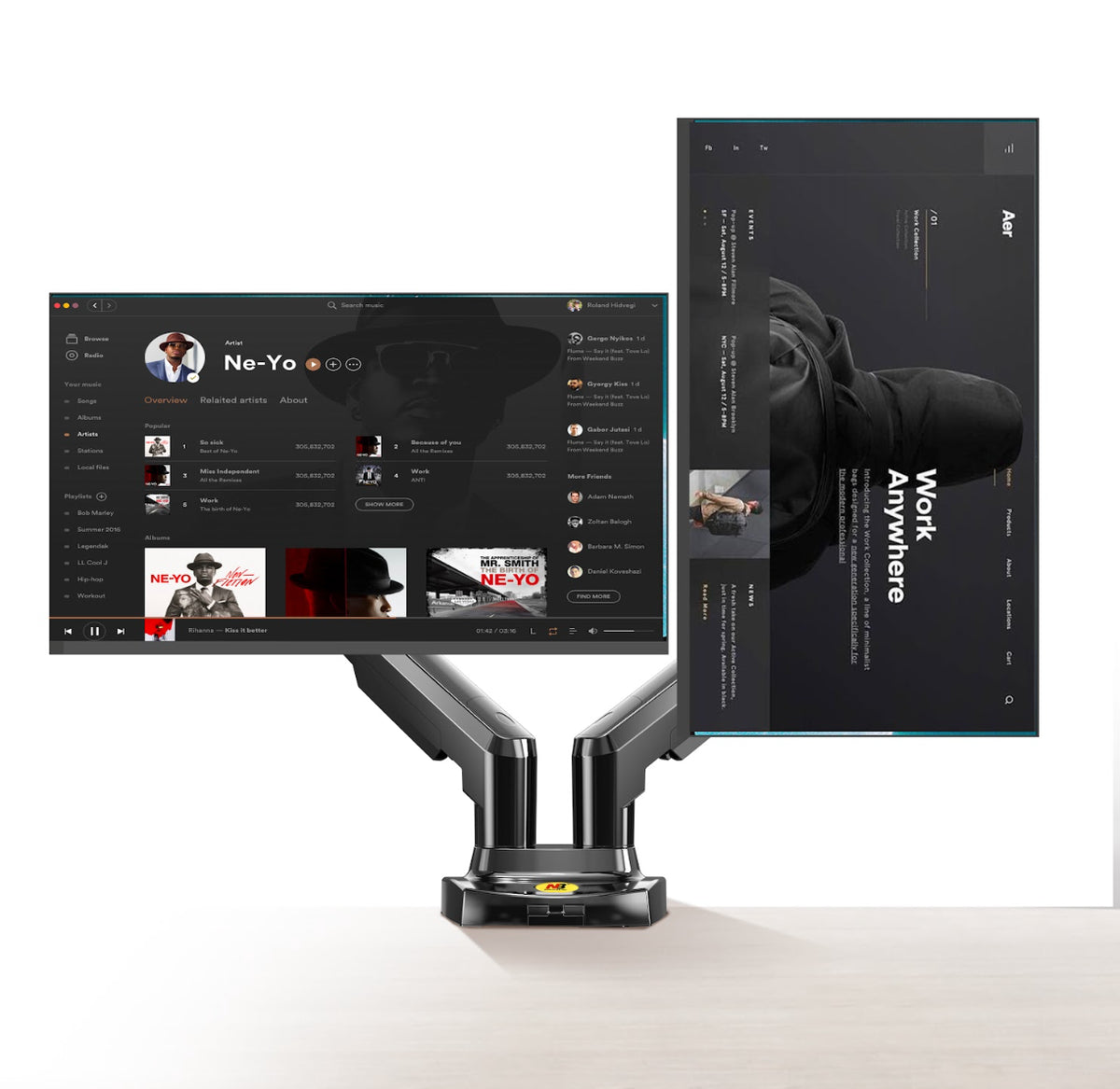 North Bayou | NB Ergonomics | Desktop Mount for 2 Screens [F160]